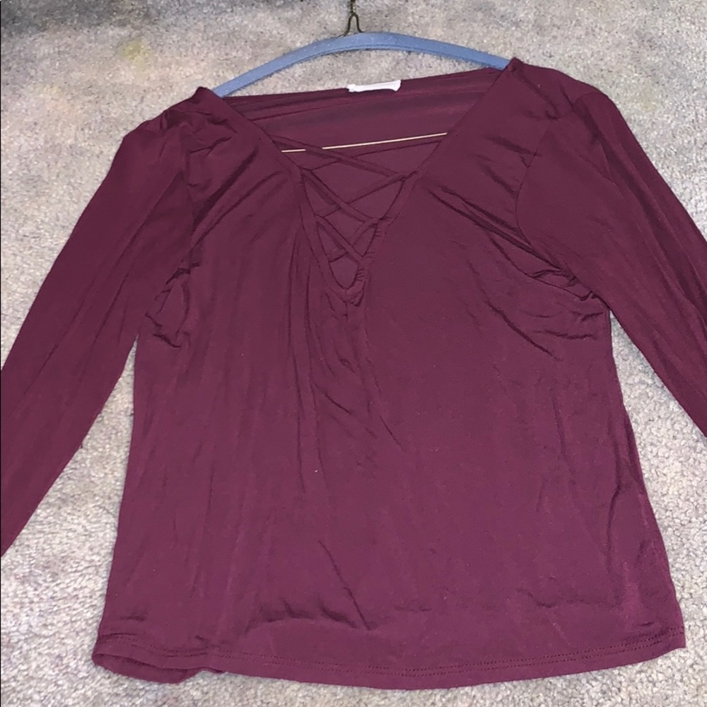 Lace up purple long sleeve super soft